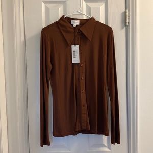 WHAT WHAT WEAR BROWN BUTTON UP